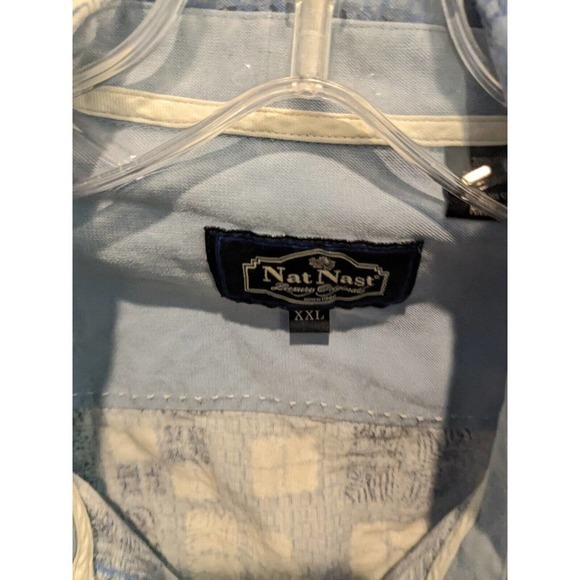 Nat Nast Shirt Mens Medium Off White Button Down Silk blend Originals logo - Picture 4 of 4